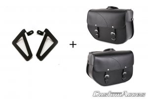 Leather saddlebag CUSTOMACCES SANT LOUIS črna pair, with universal support