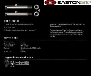 Montažni set za krmilo (balanco) EASTON EXP EXP