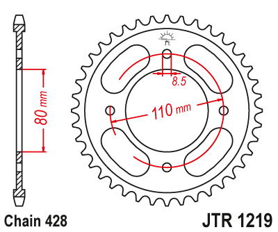 Zadnji verižnik (zobnik) JT JTR 1219-41 41T, 428