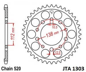 Aluminijasti zadnji verižnik (zobnik) JT 43T, 520