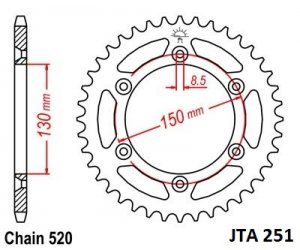 Aluminijasti zadnji verižnik (zobnik) JT 49T, 520