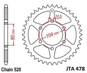 Aluminijasti zadnji verižnik (zobnik) JT 42T, 520